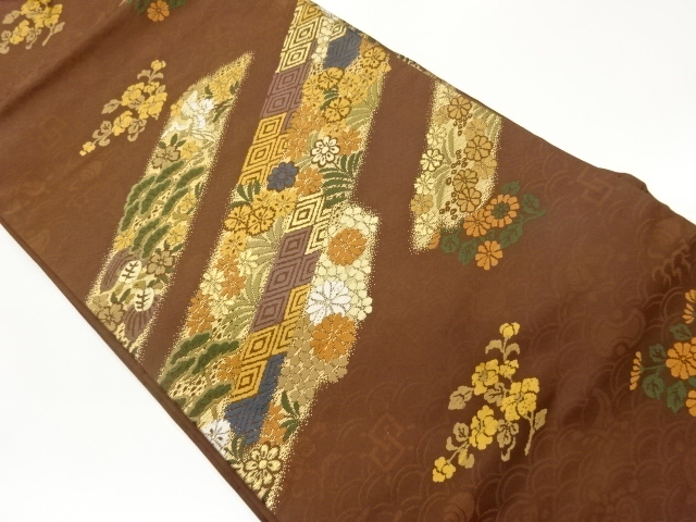 JAPANESE NAGOYA OBI / WOVEN FLOWER CLASSICAL PATTERN